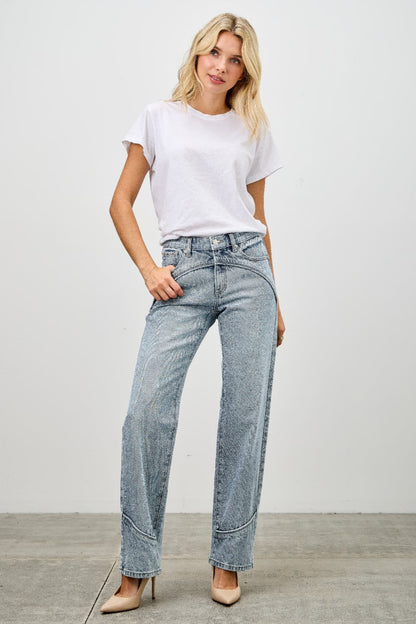 Mid-Rise Piped Straight-Leg Jeans – Jeans, minimalist style, quiet luxury aesthetic, modern essential – The Simple Co.
