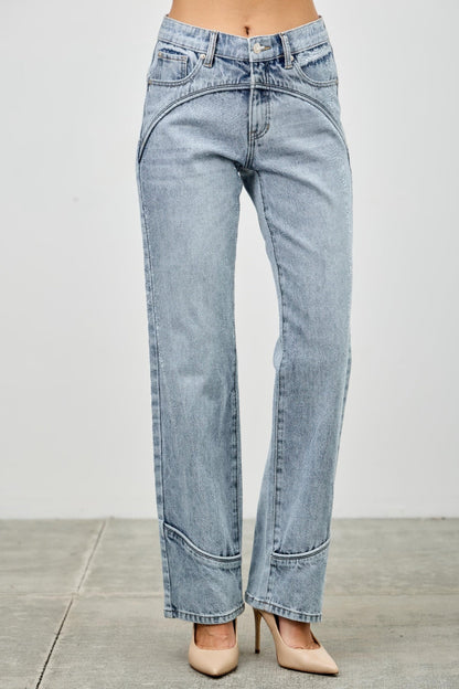 Mid-Rise Piped Straight-Leg Jeans – Jeans, minimalist style, quiet luxury aesthetic, modern essential – The Simple Co.