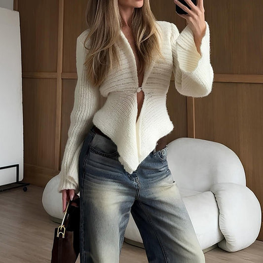 Minimal Irregular Hem Cardigan – Minimal Elegance | The Simple Co – Practical cottage, minimalist style, quiet luxury aesthetic, modern essential – The Simple Co.