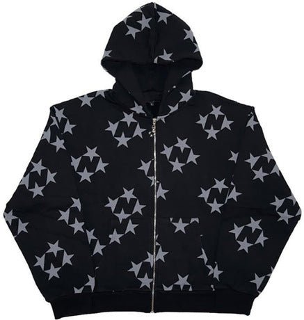 Minimal Stars Print Hooded Cardigan – Minimal Elegance | The Simple Co – Practical cottage, minimalist style, quiet luxury aesthetic, modern essential – The Simple Co.