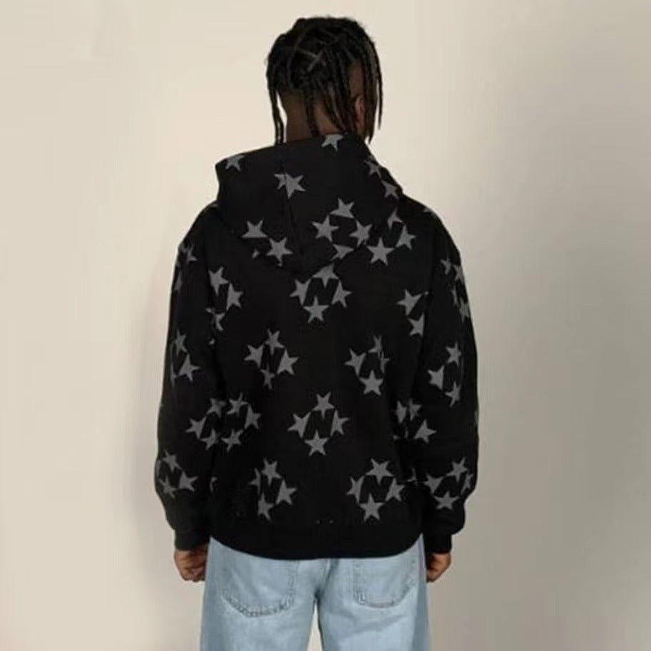 Minimal Stars Print Hooded Cardigan – Minimal Elegance | The Simple Co – Practical cottage, minimalist style, quiet luxury aesthetic, modern essential – The Simple Co.