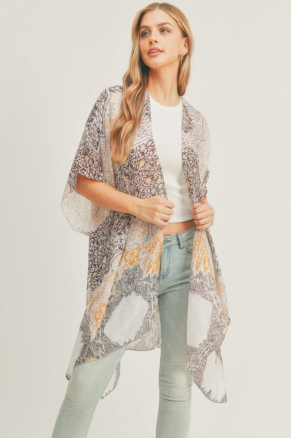 Mixed-Print Open-Front Kimono Layer – Light Layers, minimalist style, quiet luxury aesthetic, modern essential – The Simple Co.