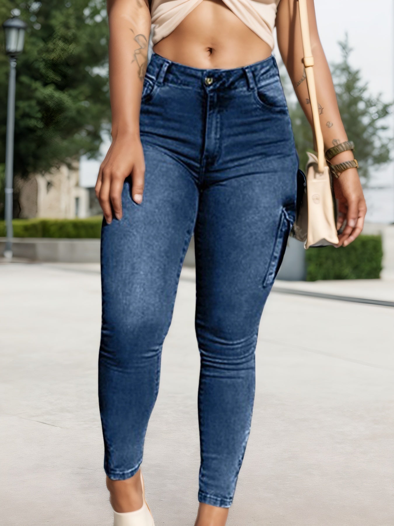Multi - Pocket Cargo Jeans – Minimal Elegance | The Simple Co – Practical cottage, minimalist style, quiet luxury aesthetic, modern essential – The Simple Co.
