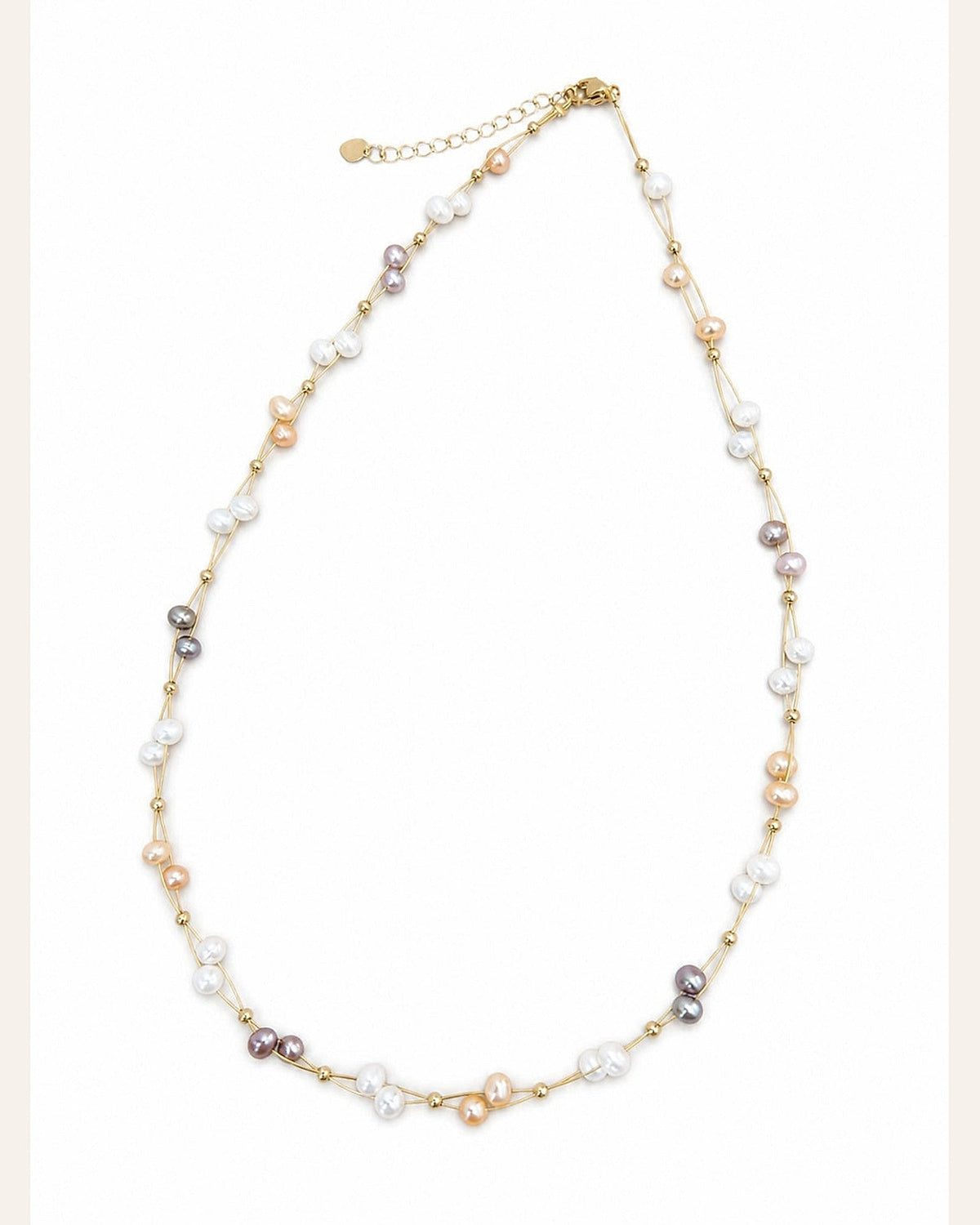 Multicolor Natural Pearl Rope-Chain Necklace — warm ivory product cover