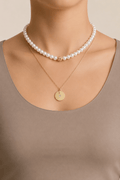 Pearl-Effect & Disc Layered Necklace