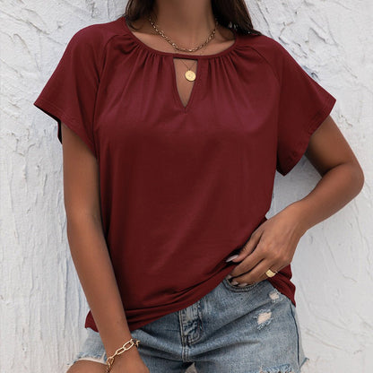 New Round Neck Loose Hollow in L – Effortless Lightweight Summer Top for Women | The Simple Co. – Apparel & Accessories > Clothing > Shirt, minimalist style, quiet luxury aesthetic, modern essential – The Simple Co.