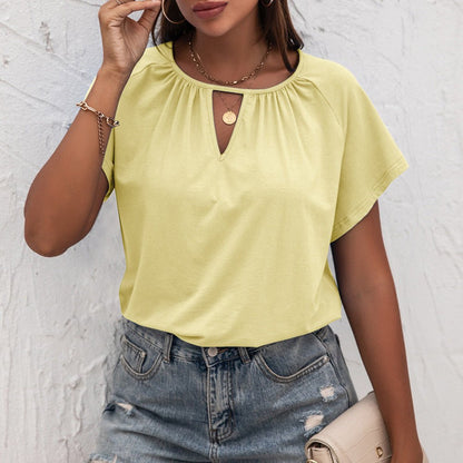 New Round Neck Loose Hollow in L – Effortless Lightweight Summer Top for Women | The Simple Co. – Apparel & Accessories > Clothing > Shirt, minimalist style, quiet luxury aesthetic, modern essential – The Simple Co.