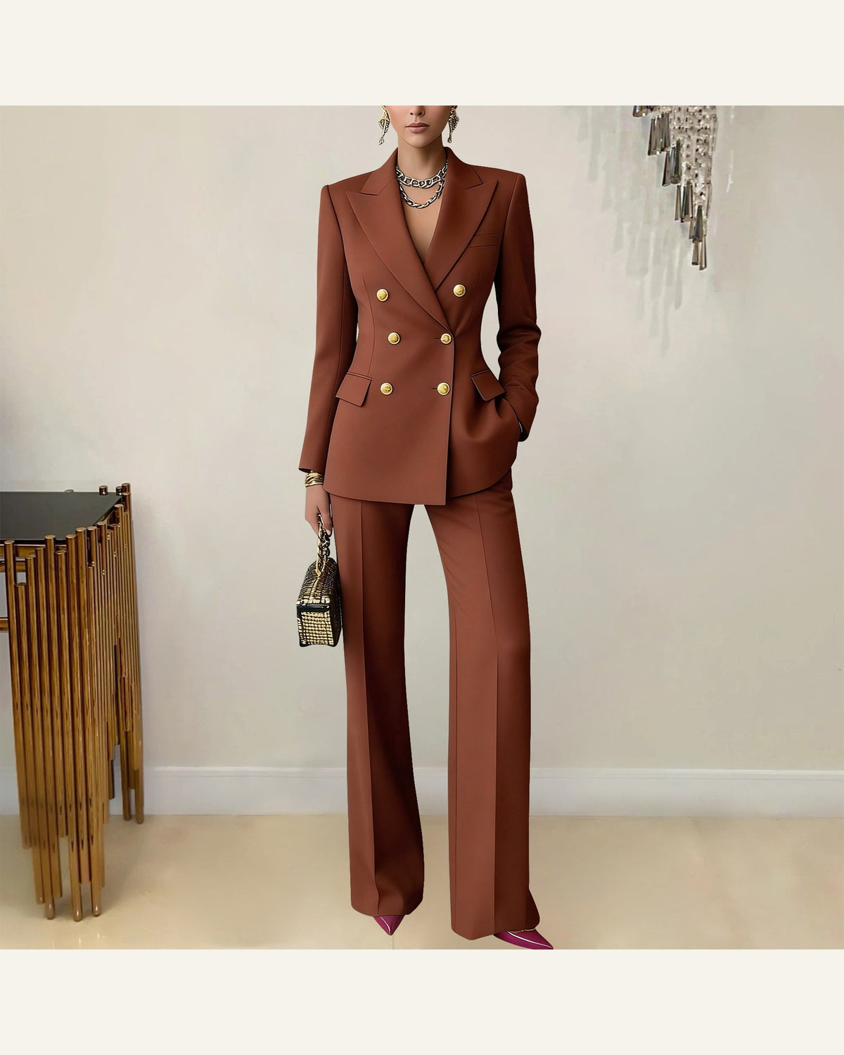 Notched-Lapel Blazer & Trouser Set