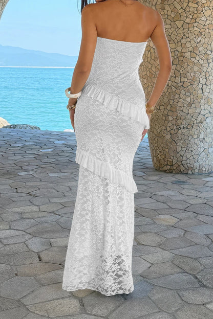 Off-Shoulder Lace Maxi Dress – Dresses, minimalist style, quiet luxury aesthetic, modern essential – The Simple Co.