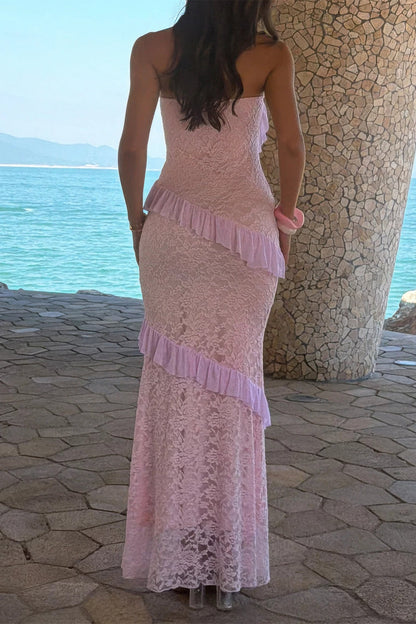 Off-Shoulder Lace Maxi Dress – Dresses, minimalist style, quiet luxury aesthetic, modern essential – The Simple Co.