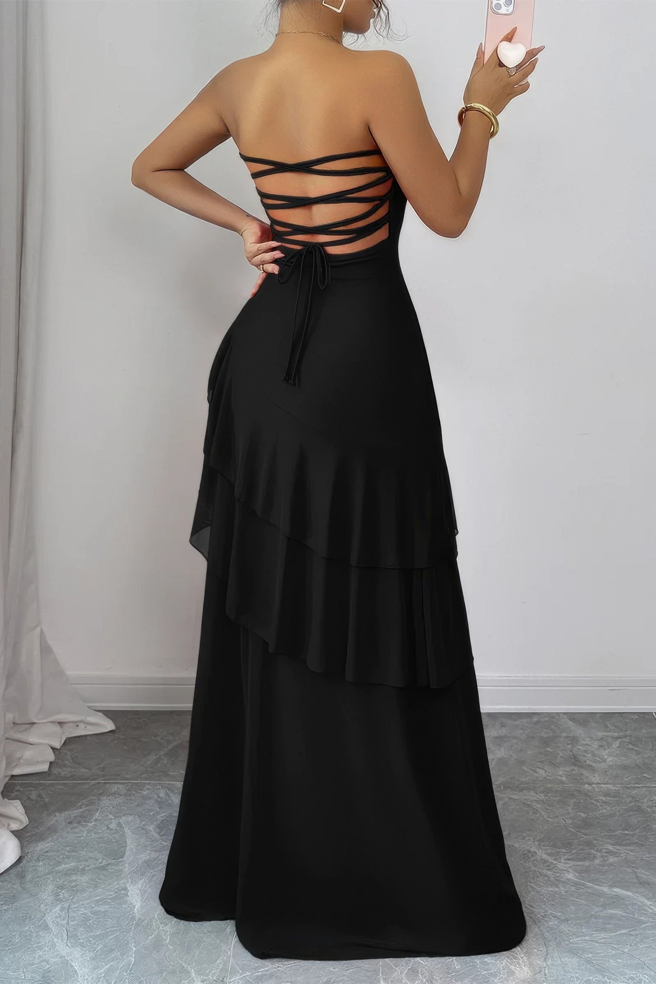 Off-Shoulder Layered Maxi Dress – Dresses, minimalist style, quiet luxury aesthetic, modern essential – The Simple Co.