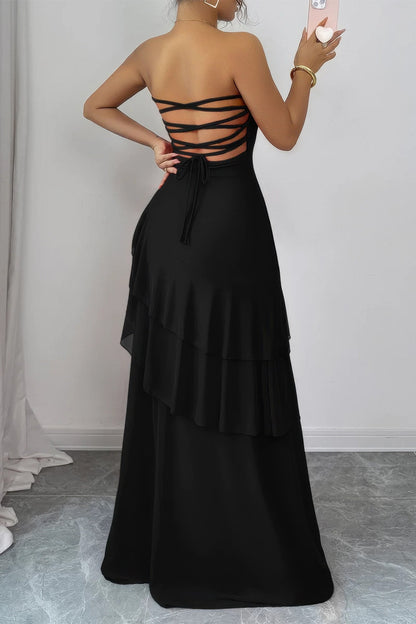 Off-Shoulder Layered Maxi Dress – Dresses, minimalist style, quiet luxury aesthetic, modern essential – The Simple Co.