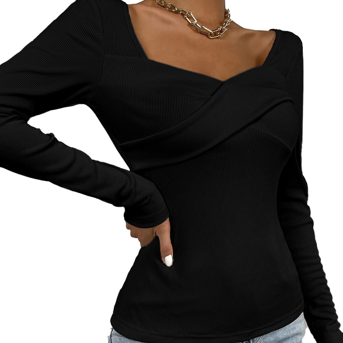 Off - Shoulder Sculpted Knit Top – Minimal Elegance | The Simple Co – Women's Tops, minimalist style, quiet luxury aesthetic, modern essential – The Simple Co.