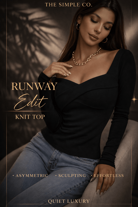 Off - Shoulder Sculpted Knit Top – Minimal Elegance | The Simple Co – Women's Tops, minimalist style, quiet luxury aesthetic, modern essential – The Simple Co.
