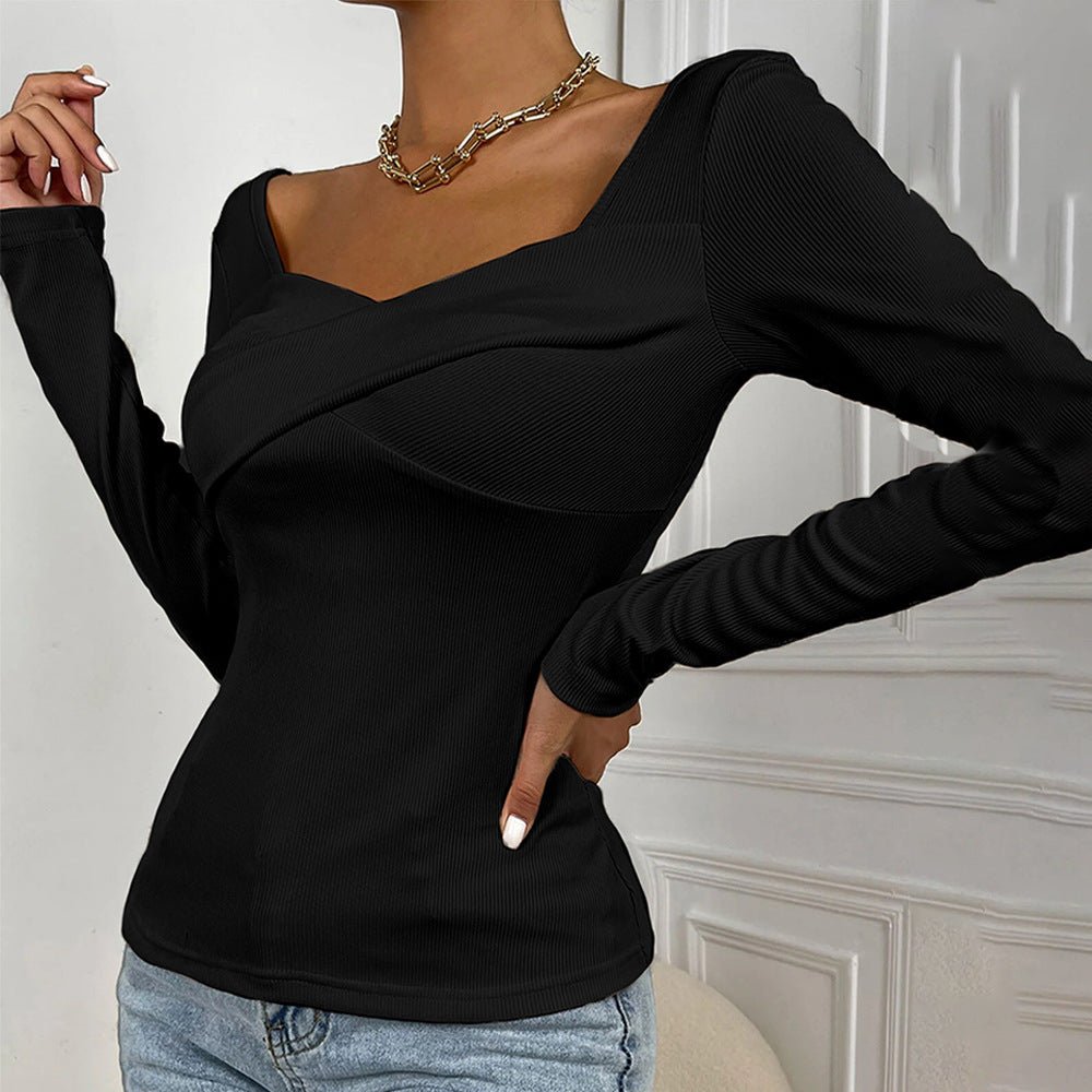 Off - Shoulder Sculpted Knit Top – Minimal Elegance | The Simple Co – Women's Tops, minimalist style, quiet luxury aesthetic, modern essential – The Simple Co.