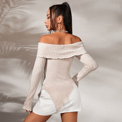 Off - Shoulder Signature Knit Top – Minimal Elegance | The Simple Co – Women's Tops, minimalist style, quiet luxury aesthetic, modern essential – The Simple Co.