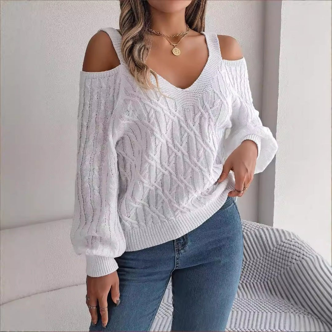 Off - Shoulder Sweater – Minimal Elegance | The Simple Co – Practical cottage, minimalist style, quiet luxury aesthetic, modern essential – The Simple Co.
