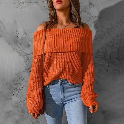 Off - Shoulder Textured Knit Sweater - 2026 Winter Collection Long Sleeve Top – Minimal Elegance | The Simple Co – Practical cottage, minimalist style, quiet luxury aesthetic, modern essential – The Simple Co.
