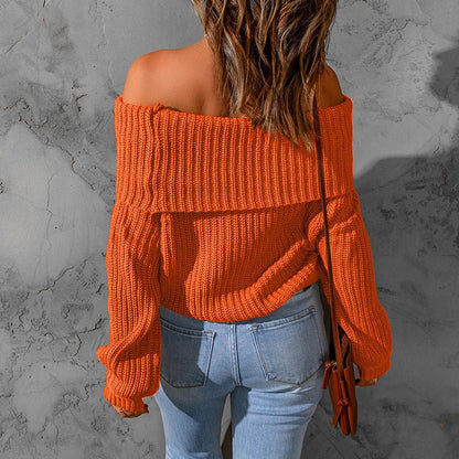 Off - Shoulder Textured Knit Sweater - 2026 Winter Collection Long Sleeve Top – Minimal Elegance | The Simple Co – Practical cottage, minimalist style, quiet luxury aesthetic, modern essential – The Simple Co.