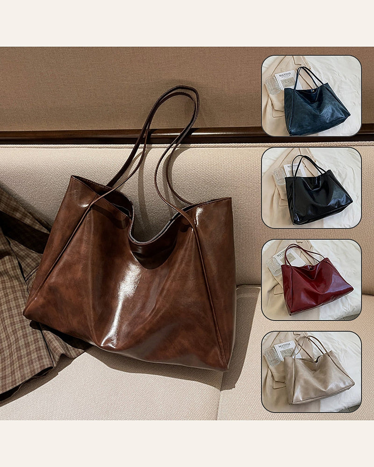 Oversized Soft Shoulder Tote — warm ivory product cover