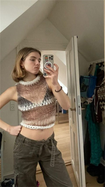 Patchwork Bump Gradient Camisole Sleeveless Half - turtleneck Top – Versatile Spring/Summer | The Simple Co. – Apparel & Accessories > Clothing > Shirt, minimalist style, quiet luxury aesthetic, modern essential – The Simple Co.