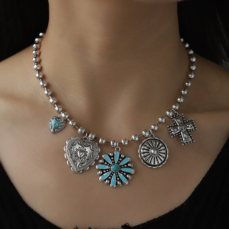 Personalized Turquoise Wax Rope Necklace Set - Vintage Cross Jewelry – Minimal Elegance | The Simple Co – Necklaces (Minimalist / Statement / Unis, minimalist style, quiet luxury aesthetic, modern essential – The Simple Co.