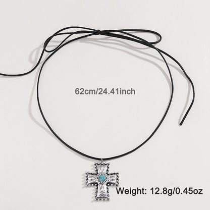 Personalized Turquoise Wax Rope Necklace Set - Vintage Cross Jewelry – Minimal Elegance | The Simple Co – Necklaces (Minimalist / Statement / Unis, minimalist style, quiet luxury aesthetic, modern essential – The Simple Co.