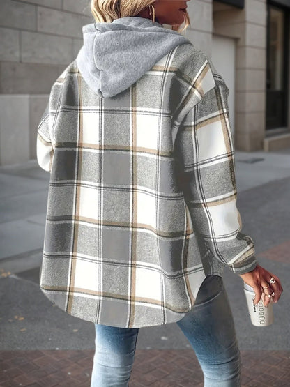Plaid Hooded Jacket – Minimal Elegance | The Simple Co – Practical cottage, minimalist style, quiet luxury aesthetic, modern essential – The Simple Co.