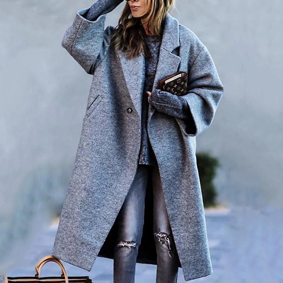 Plaid Long - sleeved Coat – Minimal Elegance | The Simple Co – Practical cottage, minimalist style, quiet luxury aesthetic, modern essential – The Simple Co.
