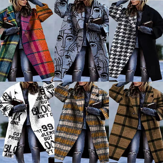 Plaid Long - sleeved Coat – Minimal Elegance | The Simple Co – Practical cottage, minimalist style, quiet luxury aesthetic, modern essential – The Simple Co.