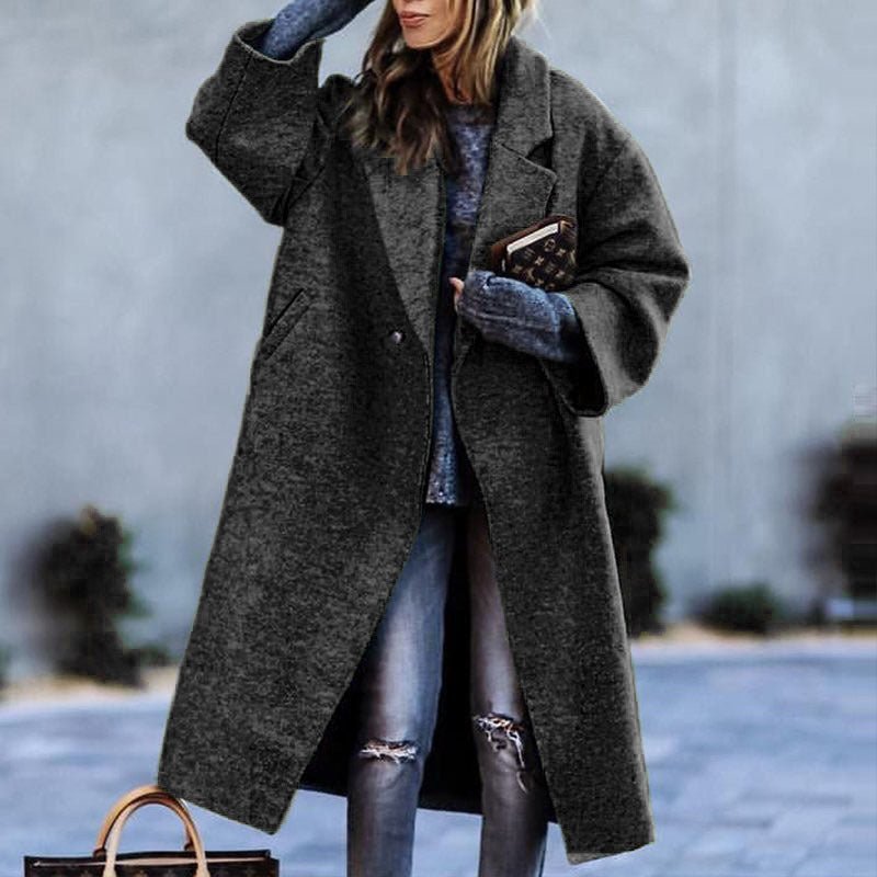 Plaid Long - sleeved Coat – Minimal Elegance | The Simple Co – Practical cottage, minimalist style, quiet luxury aesthetic, modern essential – The Simple Co.