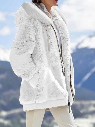 Plush Hooded Zip Jacket - 2026 Winter Collection Loose Fit Warm Coat – Minimal Elegance | The Simple Co – Practical cottage, minimalist style, quiet luxury aesthetic, modern essential – The Simple Co.