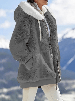 Plush Hooded Zip Jacket - 2026 Winter Collection Loose Fit Warm Coat – Minimal Elegance | The Simple Co – Practical cottage, minimalist style, quiet luxury aesthetic, modern essential – The Simple Co.