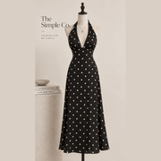 Polka-Dot Halter Maxi Dress