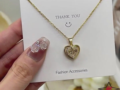Double-layer Love Necklace With Rhinestones Titanium – Minimal Elegance | The Simple Co