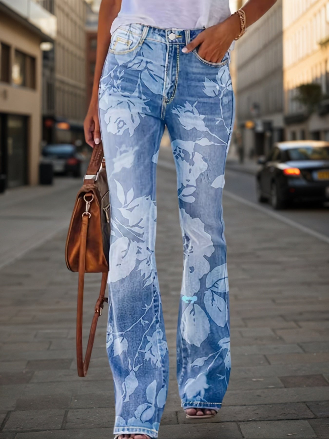 Printed Denim Pants – Minimal Elegance | The Simple Co – Practical cottage, minimalist style, quiet luxury aesthetic, modern essential – The Simple Co.
