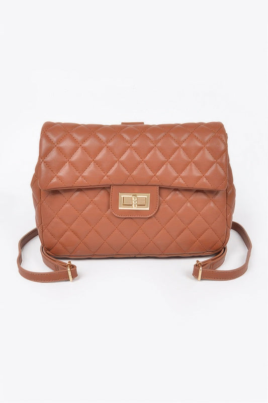 Quilted Faux Leather Flap Backpack – , minimalist style, quiet luxury aesthetic, modern essential – The Simple Co.