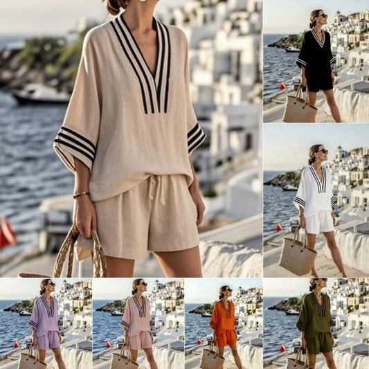 Relaxed Half Sleeve Pullover & Shorts Set – Outfit Sets, minimalist style, quiet luxury aesthetic, modern essential – The Simple Co.