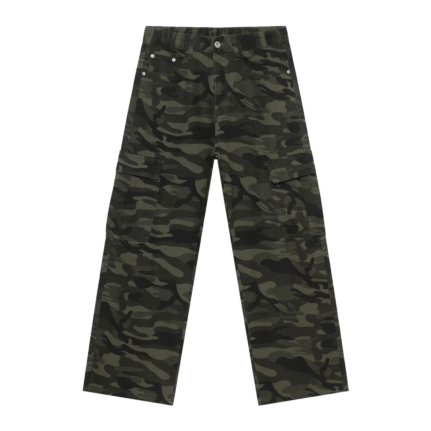 Retro Camo Cargo Denim Jeans with Big Pockets for Men – Minimal Elegance | The Simple Co – Men’s Bottoms, minimalist style, quiet luxury aesthetic, modern essential – The Simple Co.