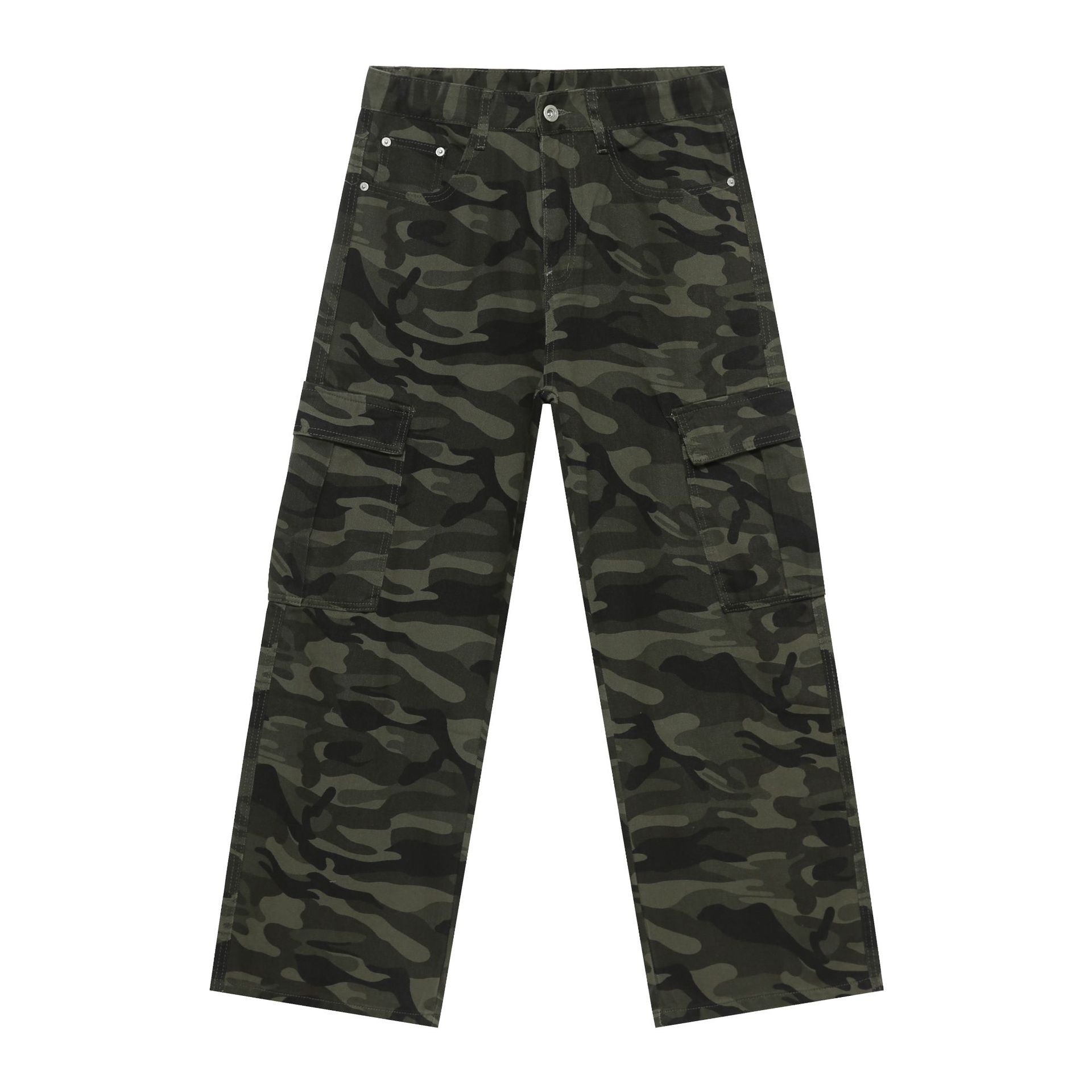 Retro Camo Cargo Denim Jeans with Big Pockets for Men – Minimal Elegance | The Simple Co – Men’s Bottoms, minimalist style, quiet luxury aesthetic, modern essential – The Simple Co.