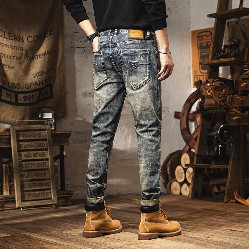 Retro Heavy Washed Denim Jeans - Men's Vintage Style Pants – Minimal Elegance | The Simple Co – Men’s Bottoms, minimalist style, quiet luxury aesthetic, modern essential – The Simple Co.