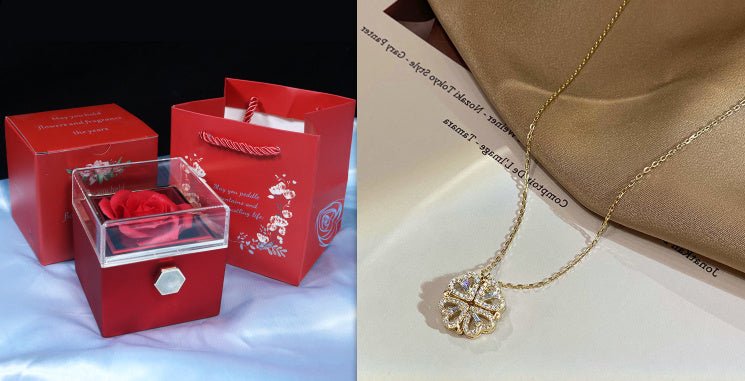 Retro Magnetic Folding Heart Shaped Four – Minimal Elegance | The Simple Co – 項鏈, minimalist style, quiet luxury aesthetic, modern essential – The Simple Co.