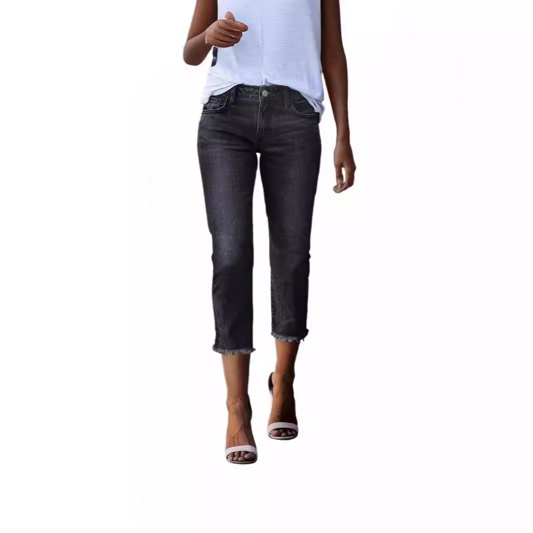 Retro Slim - Fit Stretch Jeans - 2026 Winter Collection Fashionable Denim Pants – Minimal Elegance | The Simple Co – Bottoms, minimalist style, quiet luxury aesthetic, modern essential – The Simple Co.