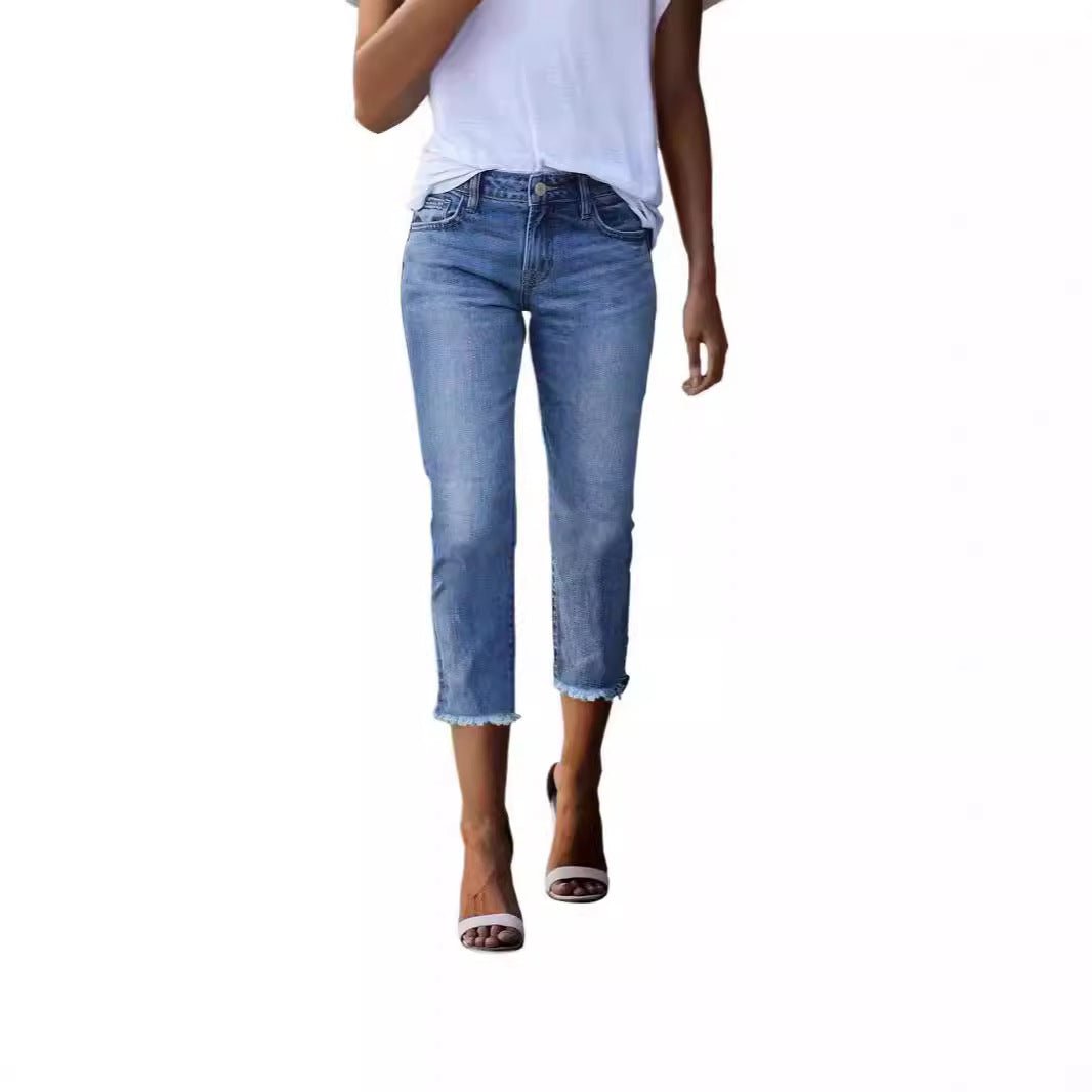 Retro Slim - Fit Stretch Jeans - 2026 Winter Collection Fashionable Denim Pants – Minimal Elegance | The Simple Co – Bottoms, minimalist style, quiet luxury aesthetic, modern essential – The Simple Co.