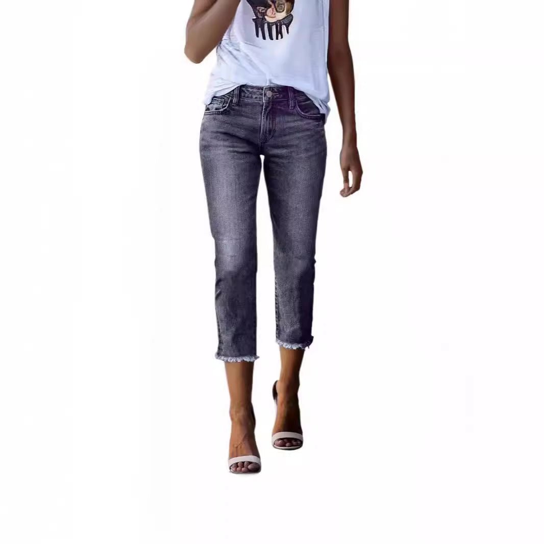 Retro Slim - Fit Stretch Jeans - 2026 Winter Collection Fashionable Denim Pants – Minimal Elegance | The Simple Co – Bottoms, minimalist style, quiet luxury aesthetic, modern essential – The Simple Co.