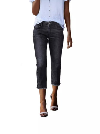 Retro Slim - Fit Stretch Jeans - 2026 Winter Collection Fashionable Denim Pants – Minimal Elegance | The Simple Co – Bottoms, minimalist style, quiet luxury aesthetic, modern essential – The Simple Co.