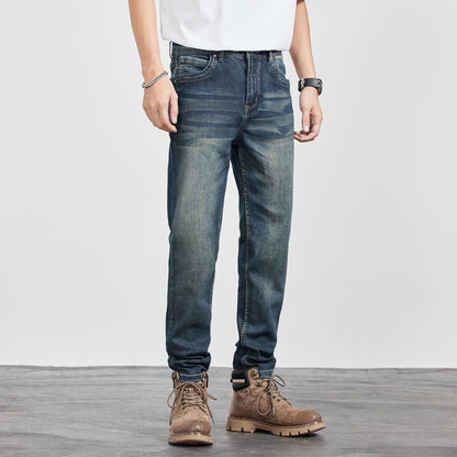 Retro Yellow - Clay Blue Versatile Straight - Cut Casual Long Pants – Minimal Elegance | The Simple Co – Bottoms, minimalist style, quiet luxury aesthetic, modern essential – The Simple Co.
