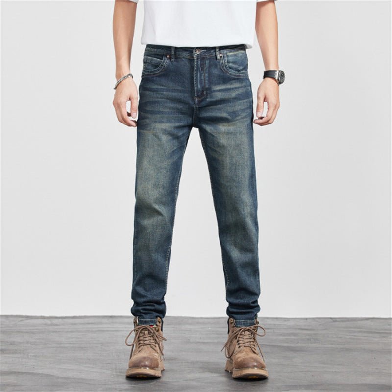 Retro Yellow - Clay Blue Versatile Straight - Cut Casual Long Pants – Minimal Elegance | The Simple Co – Bottoms, minimalist style, quiet luxury aesthetic, modern essential – The Simple Co.