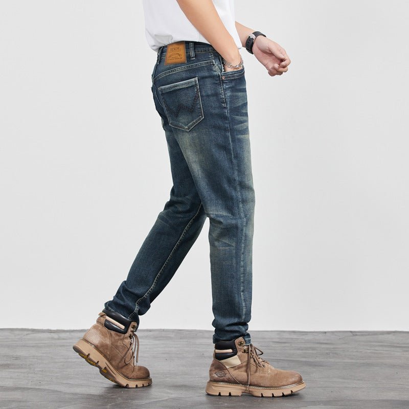 Retro Yellow - Clay Blue Versatile Straight - Cut Casual Long Pants – Minimal Elegance | The Simple Co – Bottoms, minimalist style, quiet luxury aesthetic, modern essential – The Simple Co.