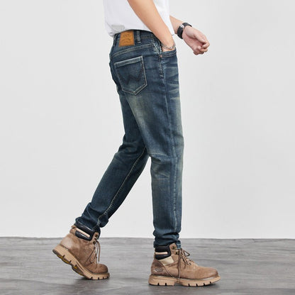 Retro Yellow - Clay Blue Versatile Straight - Cut Casual Long Pants – Minimal Elegance | The Simple Co – Bottoms, minimalist style, quiet luxury aesthetic, modern essential – The Simple Co.